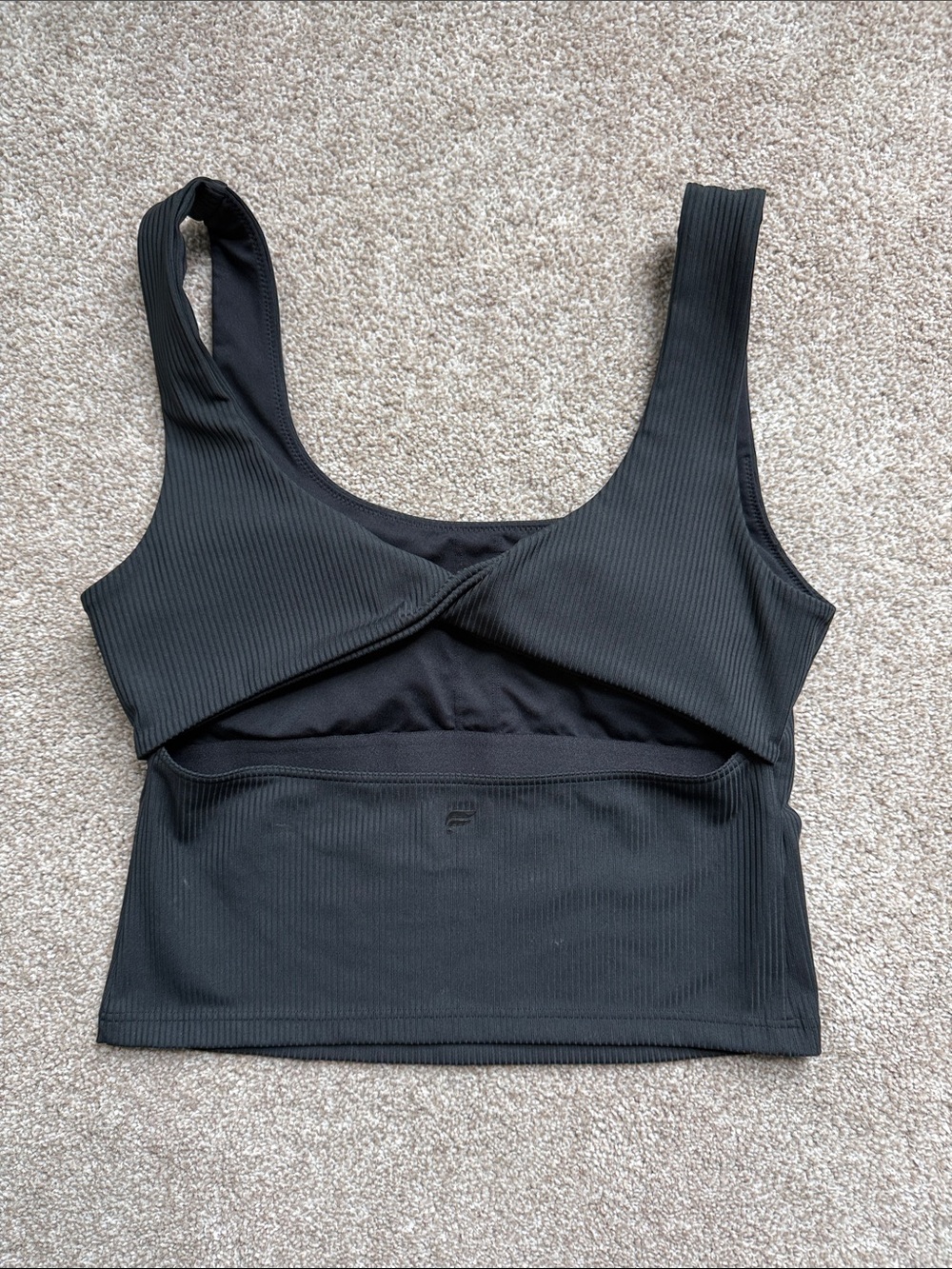 Fabletics Black Ribbed Square-Neck Tank - Picture 2 of 2